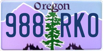 OR license plate 988RKO