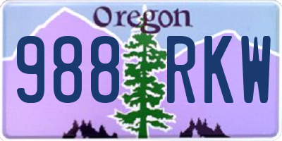 OR license plate 988RKW