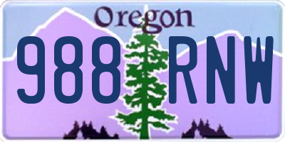 OR license plate 988RNW