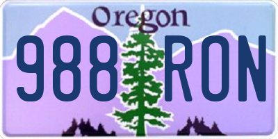 OR license plate 988RON