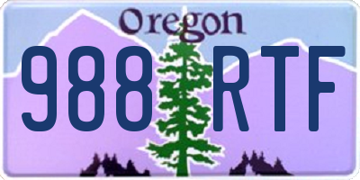 OR license plate 988RTF