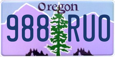OR license plate 988RUO