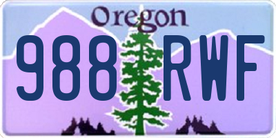 OR license plate 988RWF