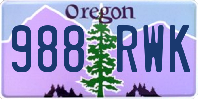 OR license plate 988RWK
