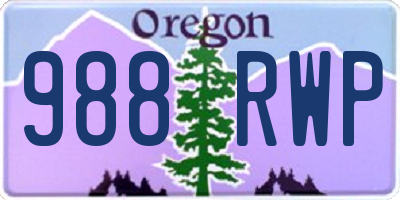 OR license plate 988RWP