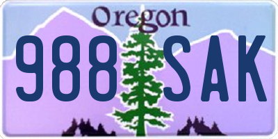 OR license plate 988SAK