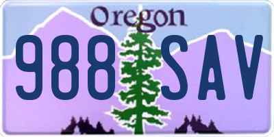 OR license plate 988SAV