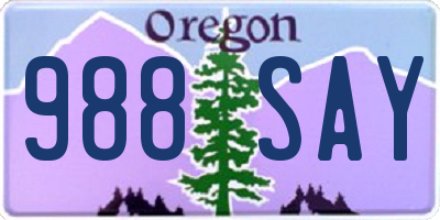 OR license plate 988SAY