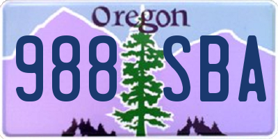OR license plate 988SBA