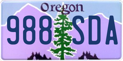 OR license plate 988SDA