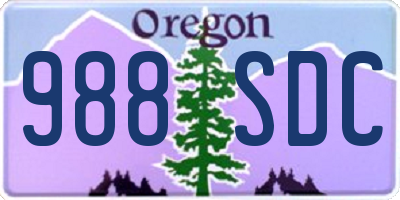 OR license plate 988SDC