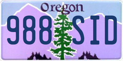 OR license plate 988SID