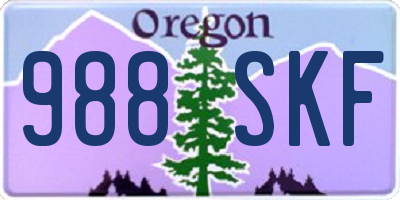 OR license plate 988SKF