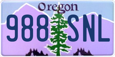 OR license plate 988SNL