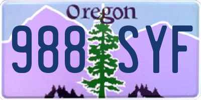 OR license plate 988SYF
