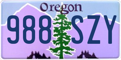 OR license plate 988SZY