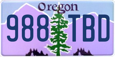 OR license plate 988TBD