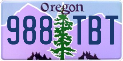 OR license plate 988TBT