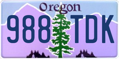 OR license plate 988TDK