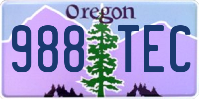 OR license plate 988TEC