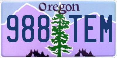 OR license plate 988TEM