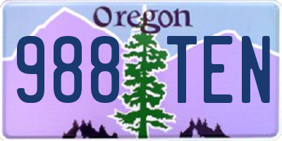 OR license plate 988TEN