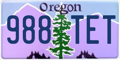 OR license plate 988TET