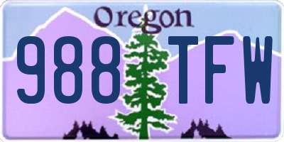 OR license plate 988TFW