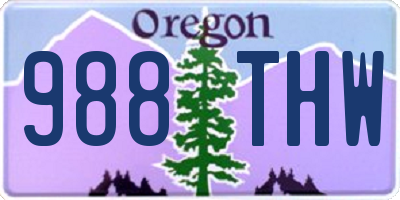 OR license plate 988THW
