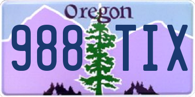 OR license plate 988TIX