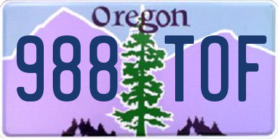 OR license plate 988TOF