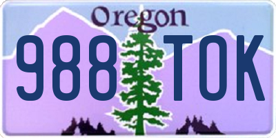 OR license plate 988TOK