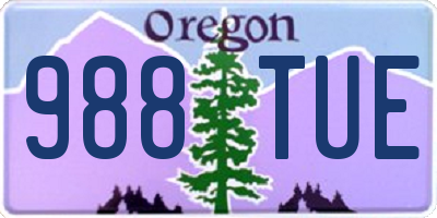 OR license plate 988TUE
