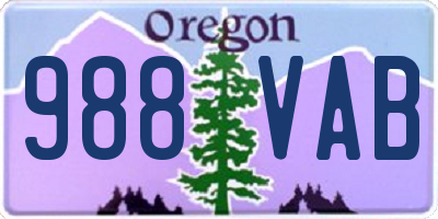 OR license plate 988VAB