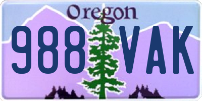 OR license plate 988VAK