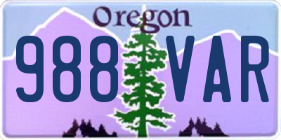 OR license plate 988VAR