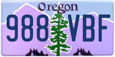 OR license plate 988VBF