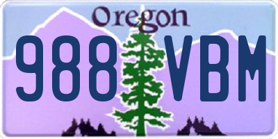 OR license plate 988VBM