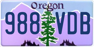 OR license plate 988VDB