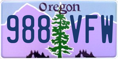 OR license plate 988VFW