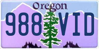 OR license plate 988VID