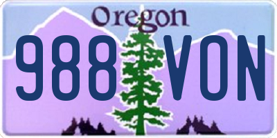 OR license plate 988VON