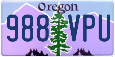 OR license plate 988VPU