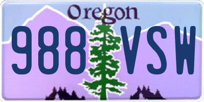 OR license plate 988VSW