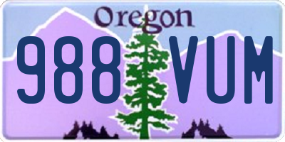 OR license plate 988VUM