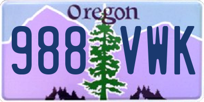 OR license plate 988VWK