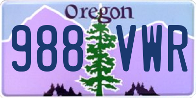 OR license plate 988VWR