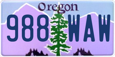 OR license plate 988WAW
