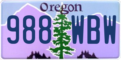 OR license plate 988WBW