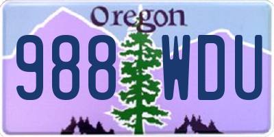 OR license plate 988WDU